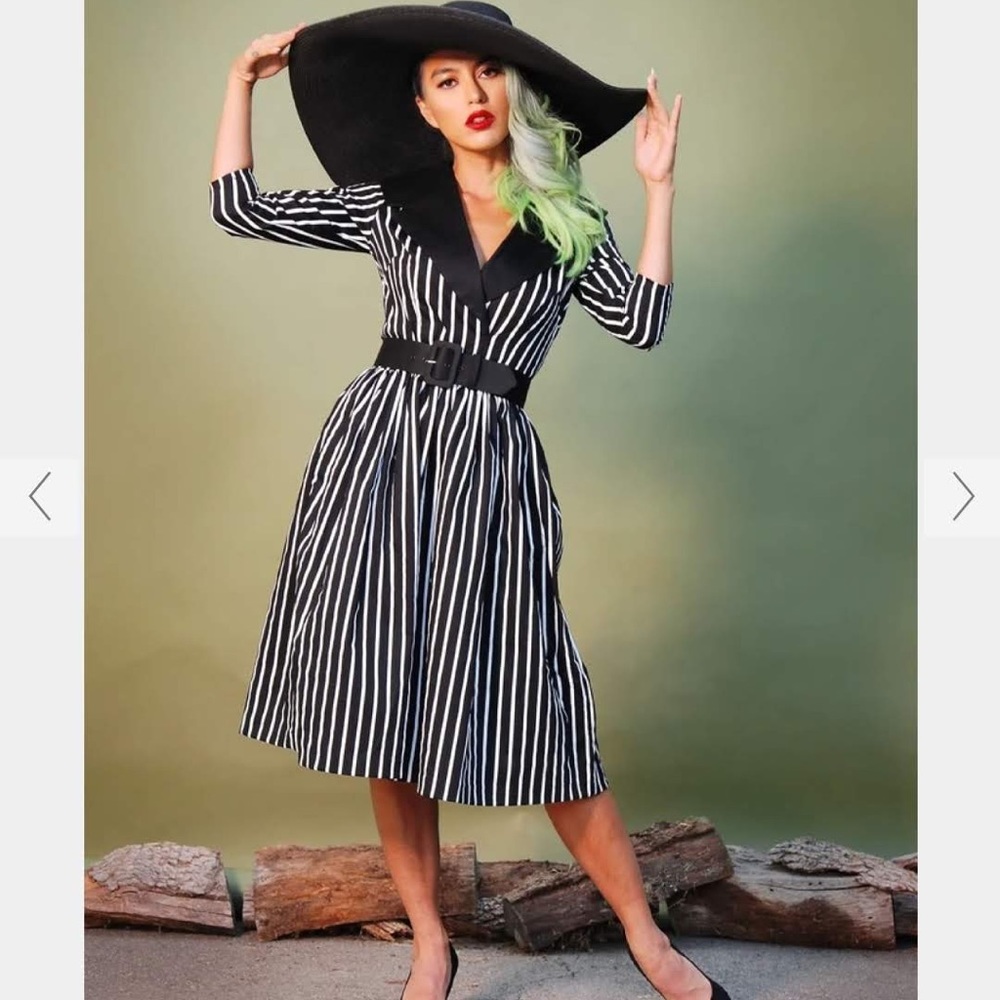 NWT BIRDIE DRESS IN VICTORIAN STRIPE PRINT